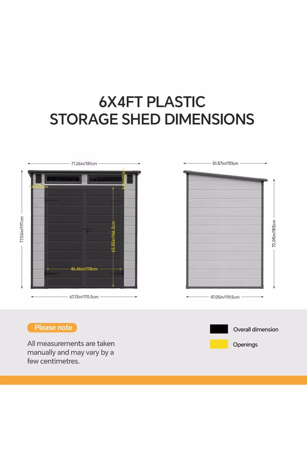 Living and Home Grey Pent Roof Outdoor Garden Tool Storage Shed with Double Doors – 4