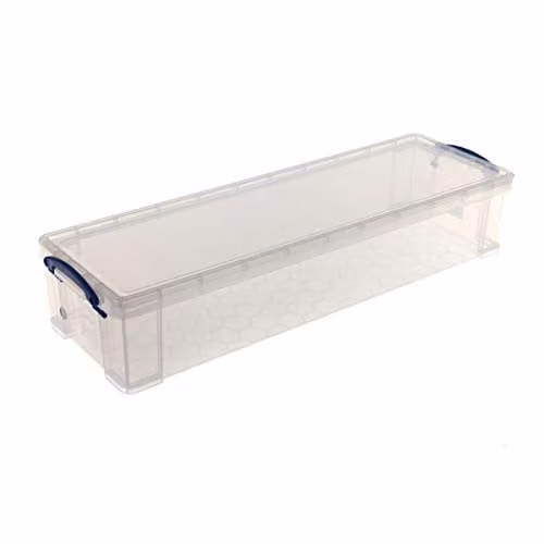Really Useful Box 22 Litre Plastic Storage Box in Transparent with Lid and Handles – 1