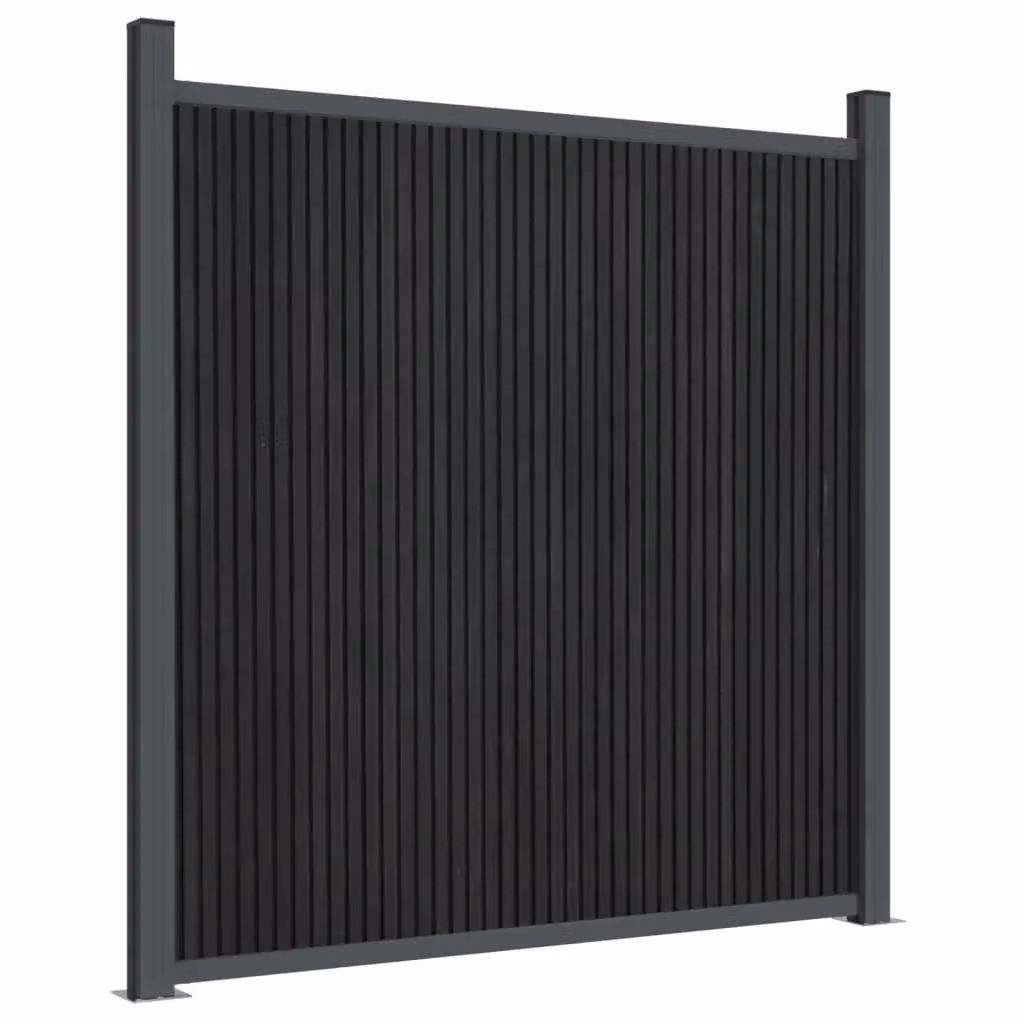 Berkfield Home Grey WPC and Aluminium Fence Panel, W: 1218 cm, H: 186 cm – 3