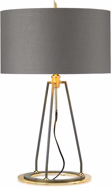 Loops Table Lamp in Grey and Gold with Fabric Shade and E27 LED Compatibility