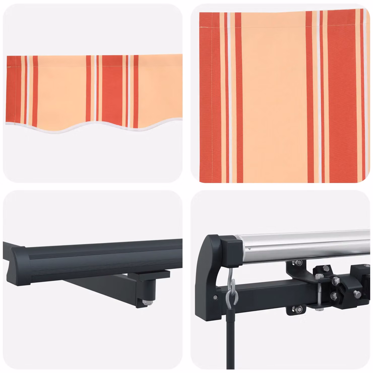 Berkfield Home Manual Retractable Wall-Mounted Awning in Yellow and Orange, W: 450 cm, D: 350 cm – 4
