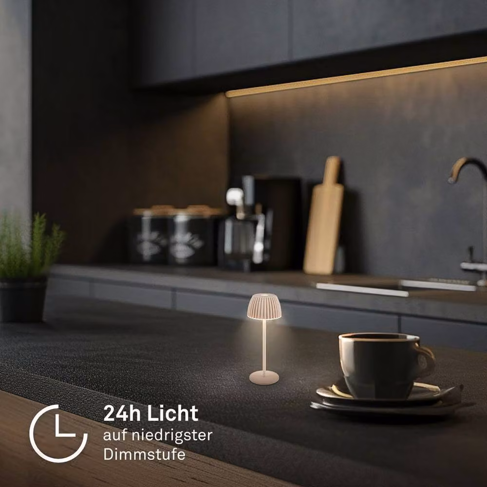 Briloner Beige Rechargeable Battery LED Table Lamp with Dimmable Warm White Light – 3