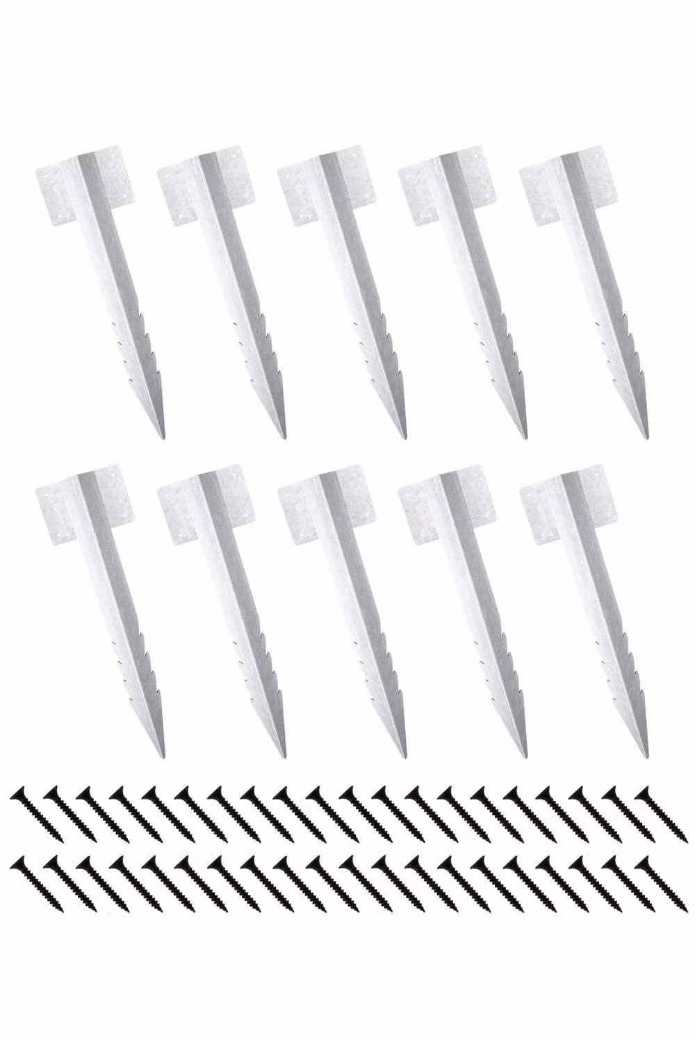 Garden Sanctuary 10-Piece Metal In-Ground Fence Post Repair Kit in Silver – 3