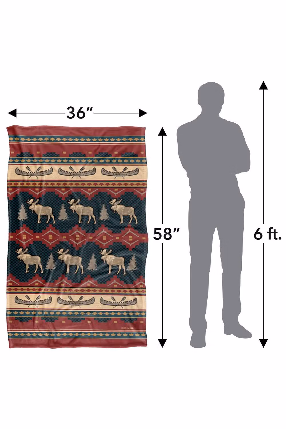 JQ Licensing Moose and Canoe Pattern Super Soft Snuggle Blanket, Multicolour, 91 x 147 cm – 6