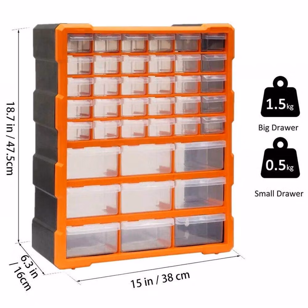 FLAVORA 39 Multi Drawer Cabinet Storage Chest Garage Organiser in Orange – 2