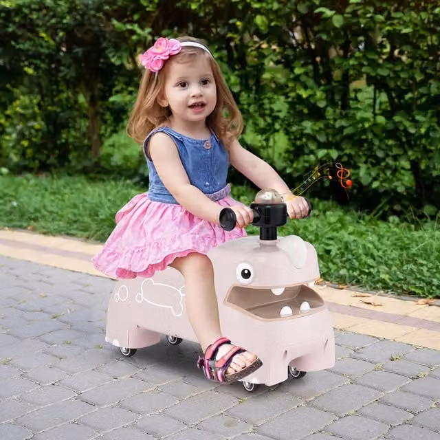 Costway Sit to Stand Riding Racer Pink Battery Operated Ride On Car