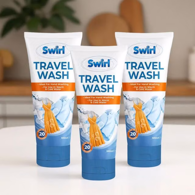 Swirl Travel Wash Laundry Hand Washing Detergent Gel, 3 x 100ml, White