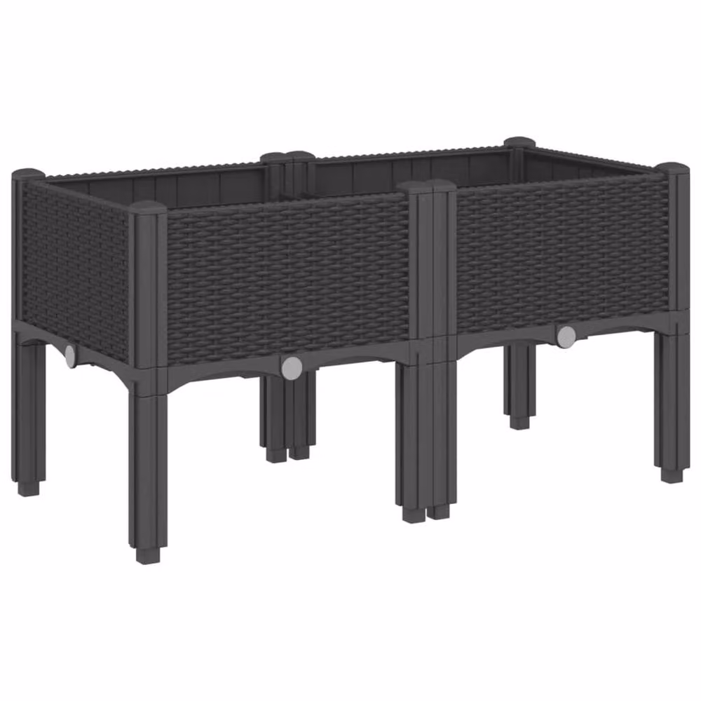 Berkfield Home Garden Planter with Legs in Black Plastic, W/D/H: 80 x 40 x 42 cm – 2