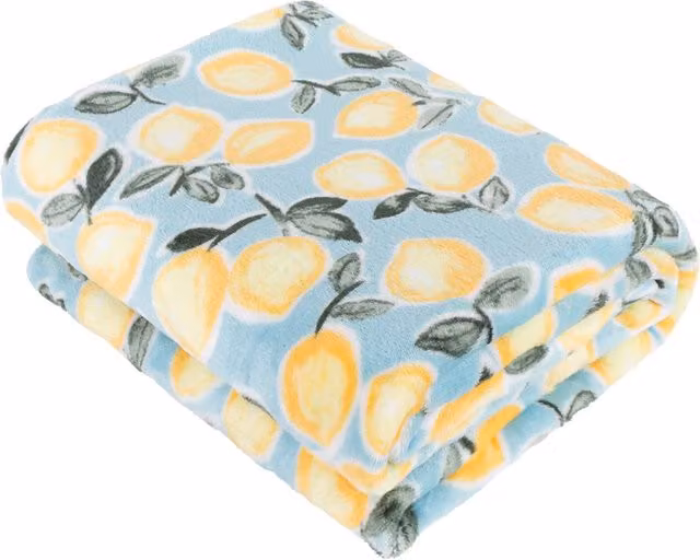 Make It A Home Lemons Printed Soft Fleece Throw - Blue