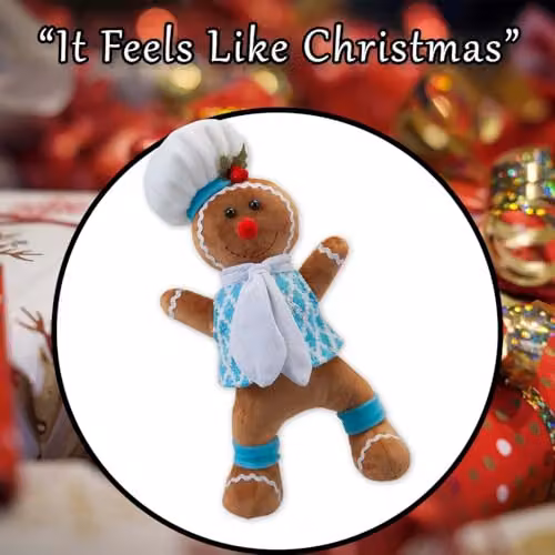 VFM e-Store Christmas Standing Gingerbread Boy Decoration, Blue and Multicolour, H 43 cm x W 23 cm x D 23 cm – 6