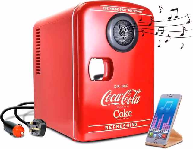 Koolatron Red Metal Mini Fridge with Bluetooth Speaker