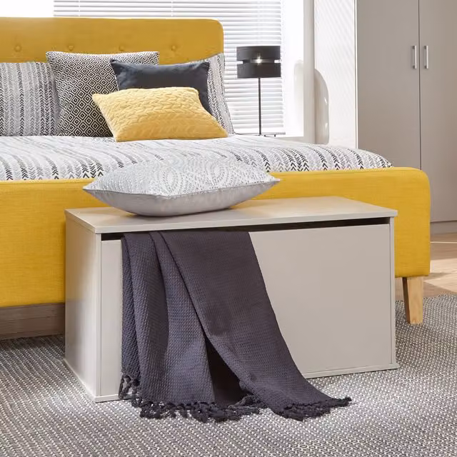 GFW Panama Ottoman Storage Box in Grey Wood