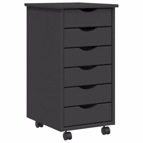 vidaXL MOSS Rolling Cabinet with Drawers in Grey Solid Wood Pine