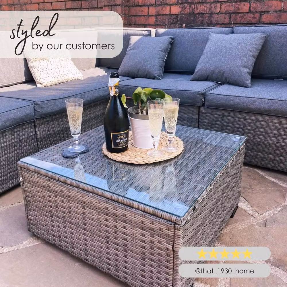 FurnitureboxUK Orlando 6 Seat Modular L Shape Corner Garden Rattan Sofa in Grey – 6