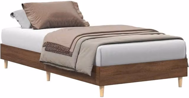 Berkfield Home Engineered Wood Bed Frame in Brown Oak, W: 100 cm, D: 200 cm