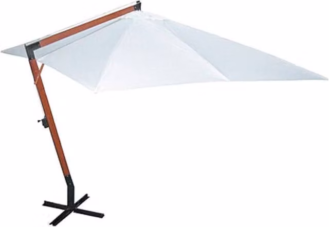 Berkfield Home White Cantilever Parasol with Wood Details W: 400 cm, D: 300 cm, H: 285 cm