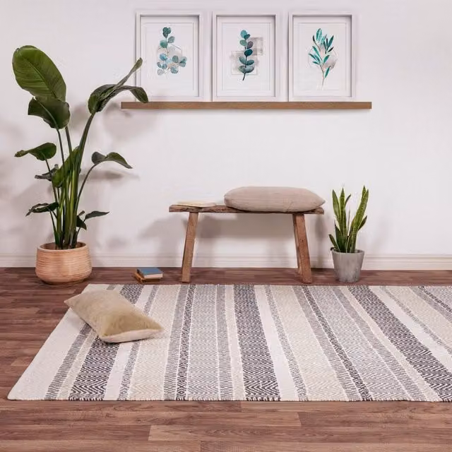 The Rug Shop UK Grey Modern Geometric Hand Made Outdoor Area Rug W/D/H: 200 x 290 cm