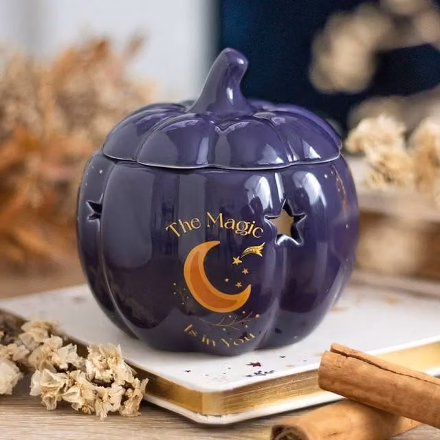 Uniqueful The Magic Is in You Ceramic Pumpkin Oil Burner in Purple