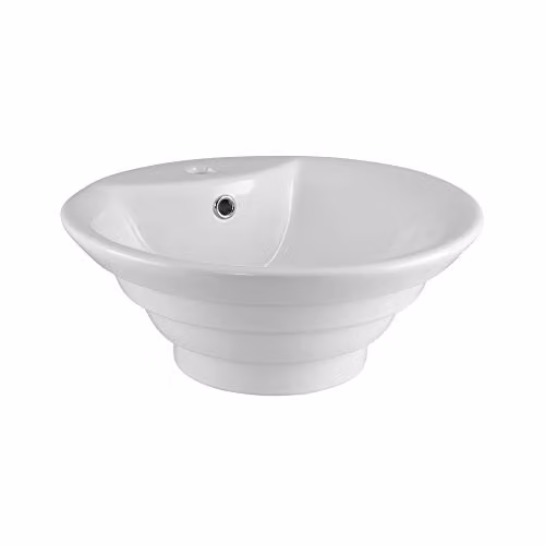 nuie NBV006 Modern Round Ceramic Countertop Vessel Basin, White, W/D/H: 46 x 46 x 20 cm – 1