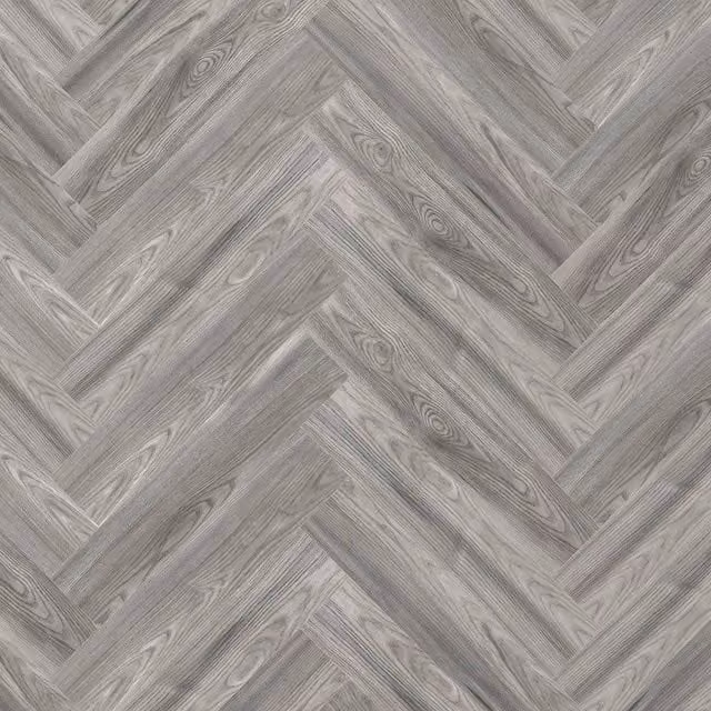 Hardco Herringbone Wood Effect SPC Click LVT Vinyl Flooring in Metallic Silver (5.2mm)