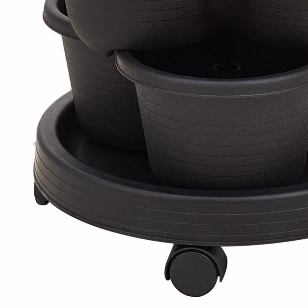 SPETLEK Black Plastic Stackable Strawberry Planter Tub Set of 5 – 6