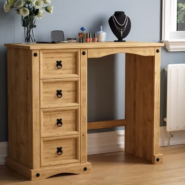 Vida Designs Corona Dressing Table in Brown Pine Wood
