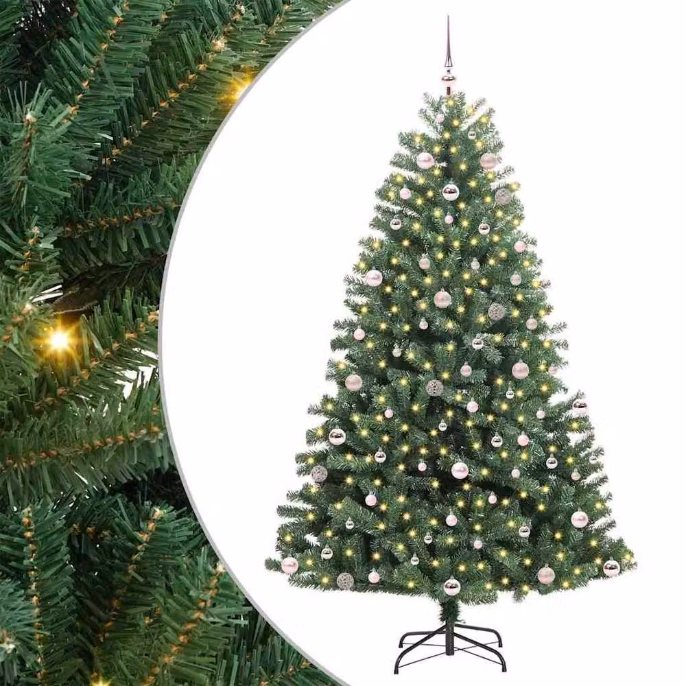 Berkfield Home Realistic Artificial Hinged Christmas Tree in Green, Height: 240 cm – 3