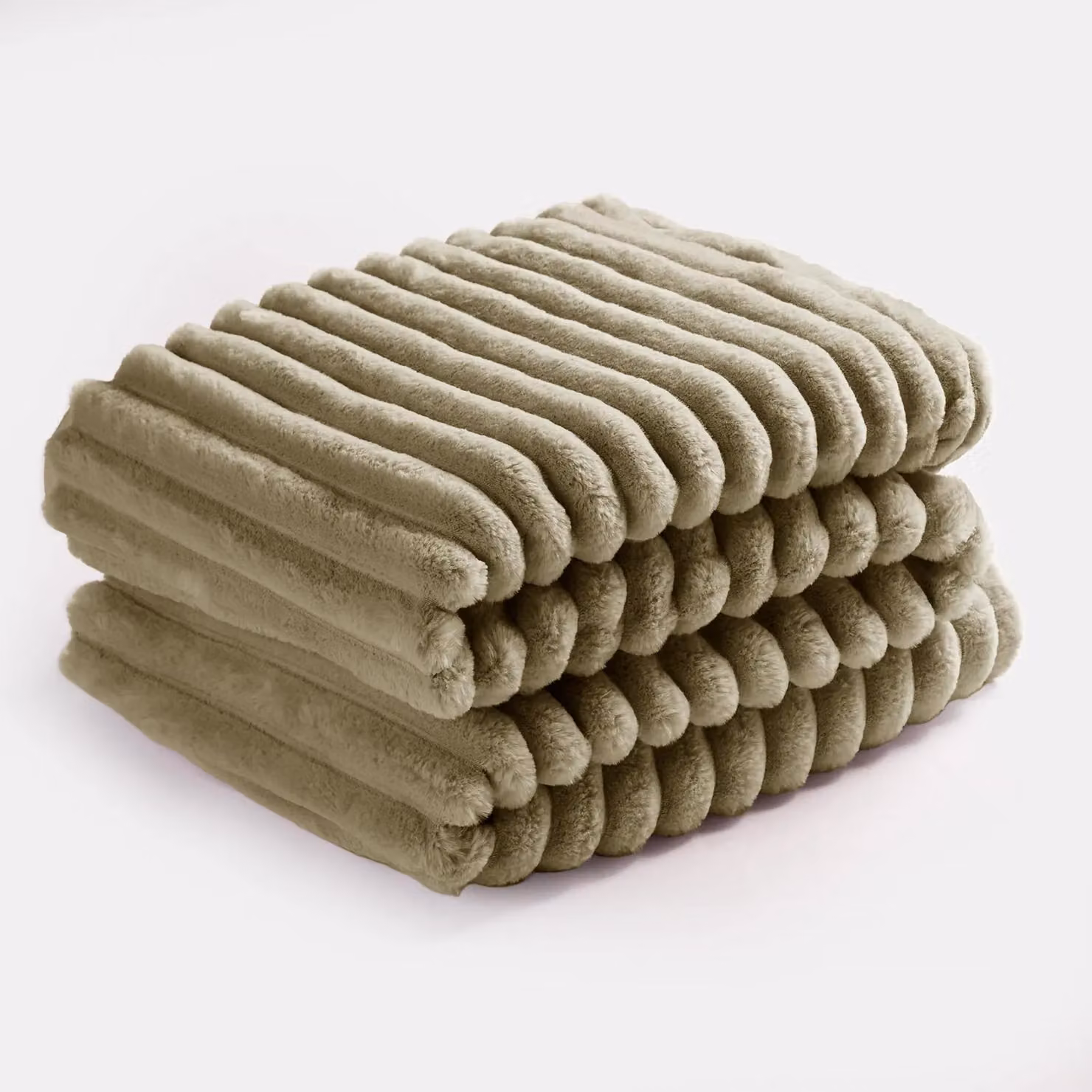 OHS Green Faux Fur and Ribbed Fleece Throw Blanket – 2