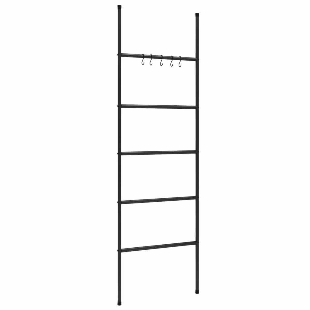 Berkfield Home 5-Tier Black Metal Towel Rack Ladder, W: 58 cm, H: 175 cm – 2