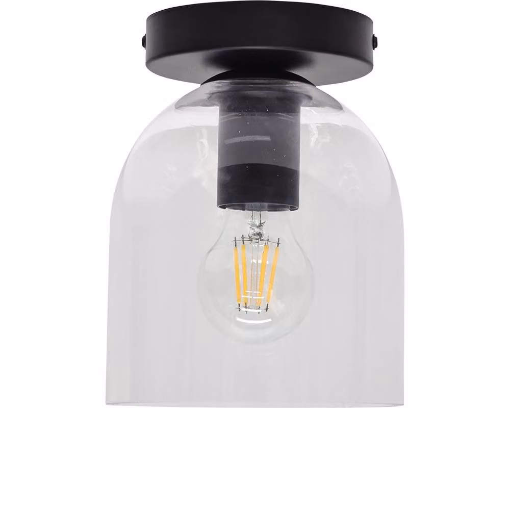First Choice Lighting Belten Set of 2 Black Ceiling Light Fittings with Transparent Glass Cloche Domes – 2