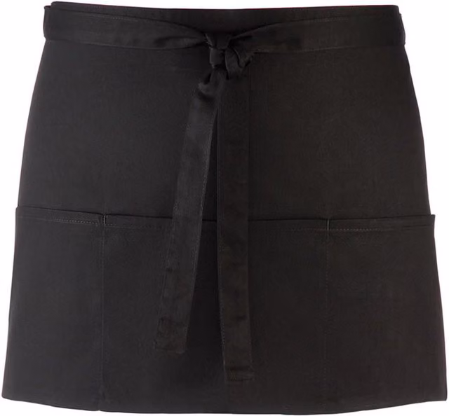 Premier Colours 3 Pocket Short Apron in Black