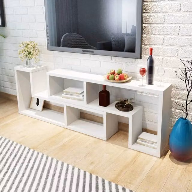 Berkfield Home Modern Double L-Shaped TV Cabinet in White Matt MDF