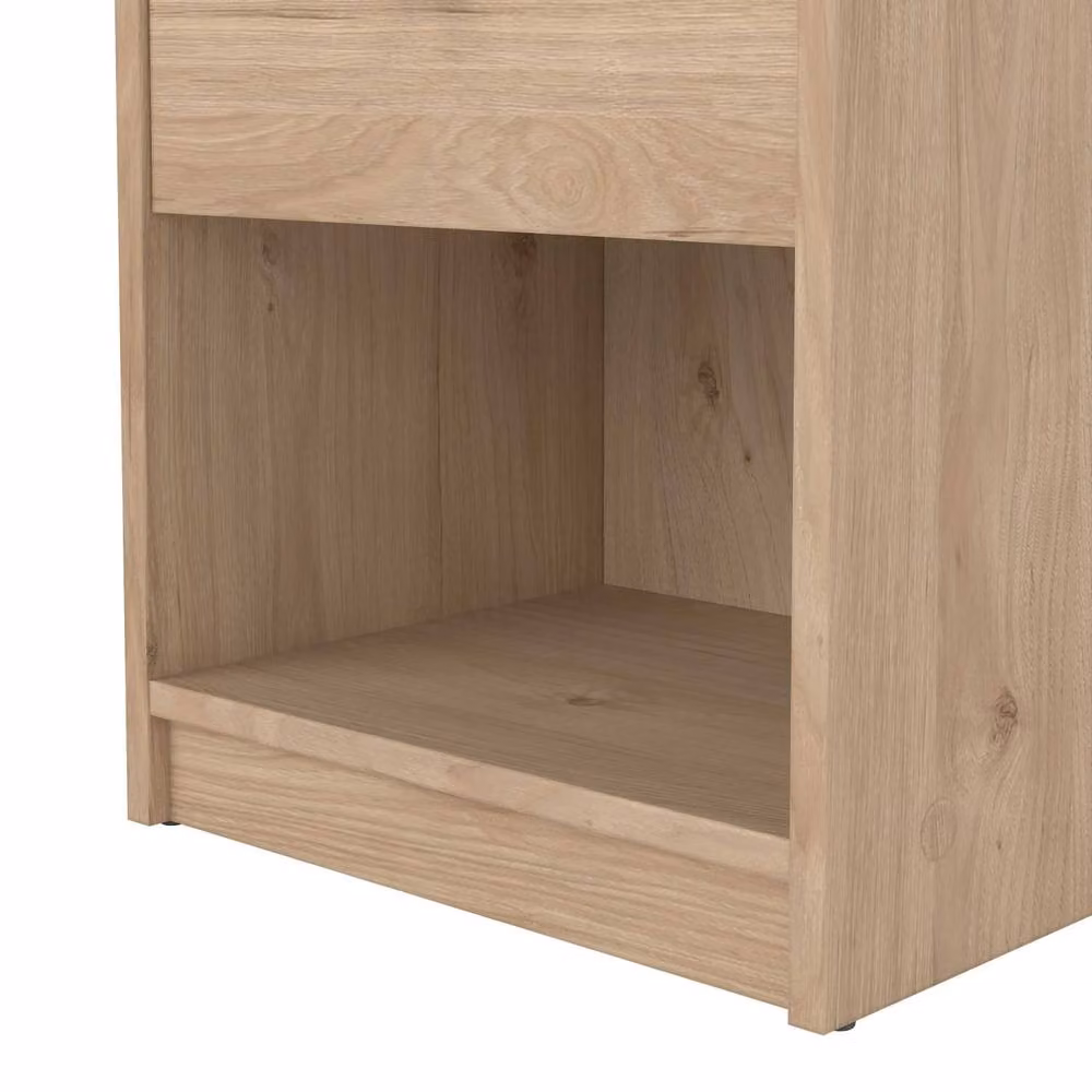 Wyld Haus Kaohsiung Hickory Oak Effect Bedside Table with 1 Drawer in Natural Brown – 5