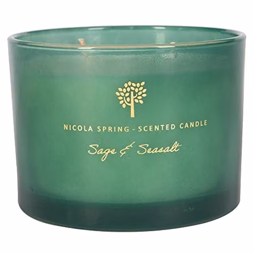 Nicola Spring Sage & Seasalt Scented Soy Wax Candle, 350g, Green – 1