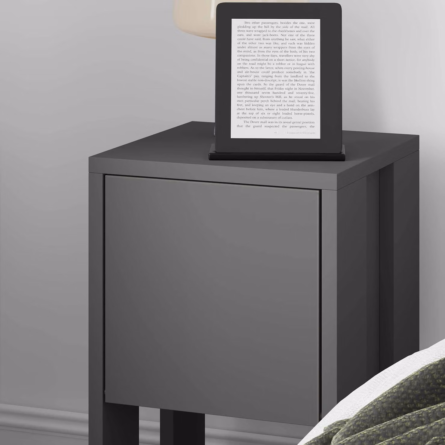 Decortie Ema Compact 1-Drawer Bedside Cabinet in Anthracite Grey and Dark Brown, W: 30 cm, H: 54.8 cm – 3