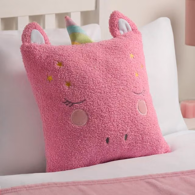 OHS Kids Unicorn Boucle Scatter Cushion in Pink