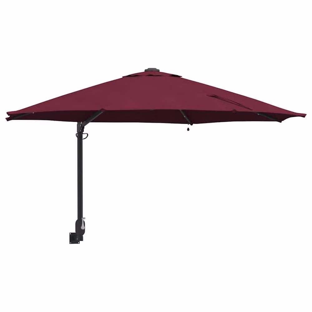 Berkfield Home Wall-mounted Garden Parasol with LEDs, Bordeaux Red – 3