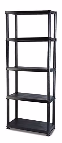Addis 5 Tier Plastic Freestanding Storage Shelving Unit, Black, H 170 x W 71 x D 38 cm