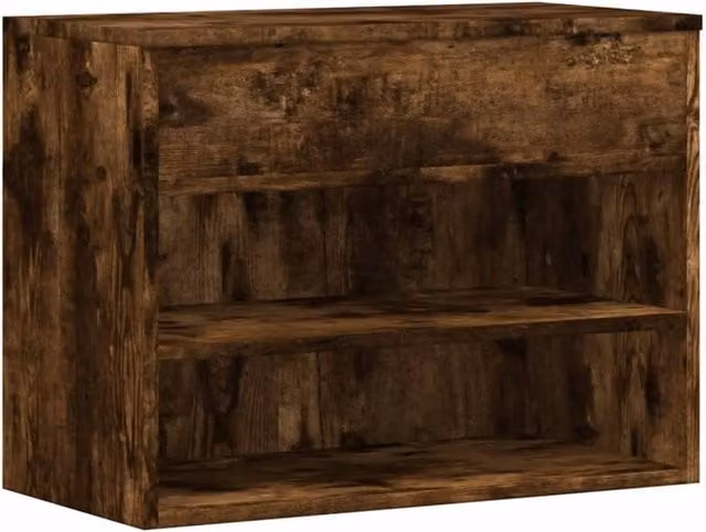 Berkfield Home Smoked Oak Shoe Bench in Brown, W/D/H: 60 x 30 x 45 cm – 1