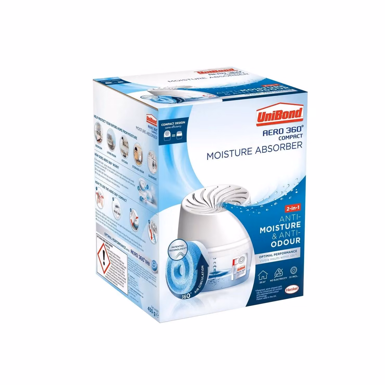 UniBond Aero 360 Compact Moisture Absorber in Blue, White and Multicolour – 2