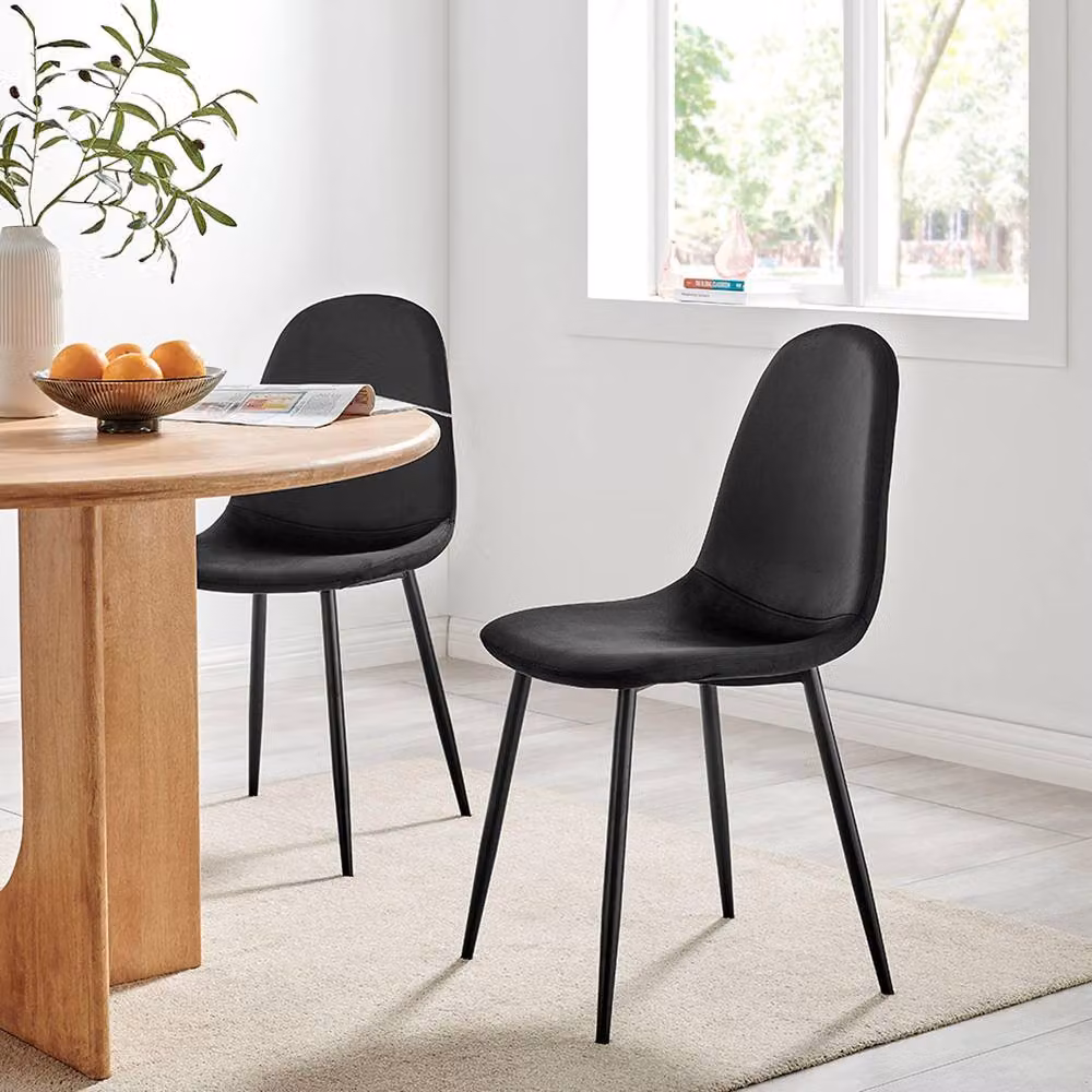 Bravich LTD Set of 4 Ron Black Velvet Dining Chairs with Metal Legs – 3