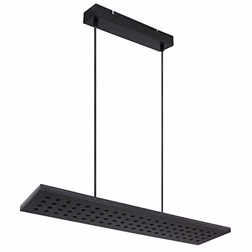Netlighting Dolores Modern Rectangular LED Pendant Light in Black and Wood, W/D/H: 120 x 40 x 20 cm – 1