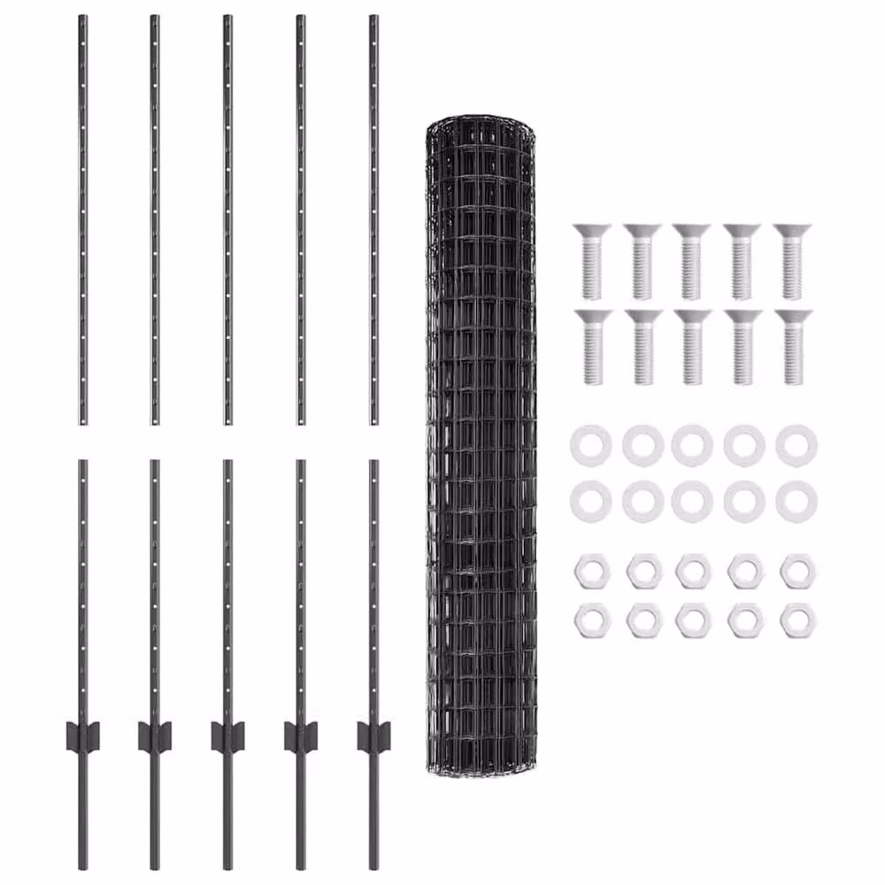 Berkfield Home Euro Fence Steel Garden Fencing with 10 U Posts, Grey, 4 x 10 m – 2