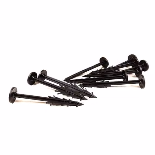 PegDev Heavy Duty 6 inch Black Plastic Landscaping Pegs for Weed Control Membrane, Pack of 15 – 1