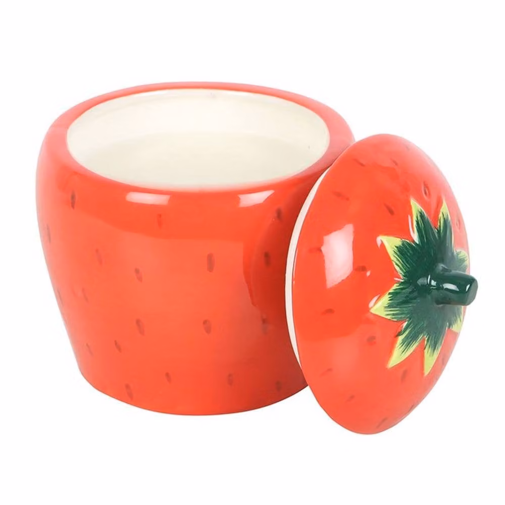 Uniqueful Red Strawberry Shaped Ceramic Pillar Candle Jar – 2