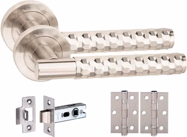 Golden Grace Nickel Plated Silver Door Handle Set of 4