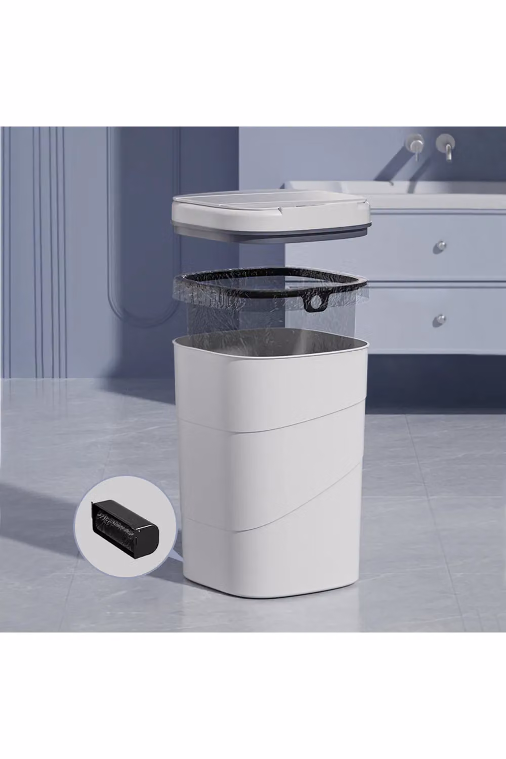 Living and Home Smart Sensor Waterproof Automatic Rubbish Bin, White, 14L/18L – 2