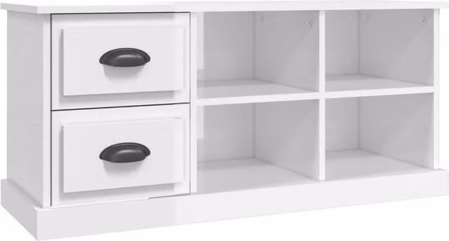 Berkfield Home Modern High Gloss White TV Cabinet, W: 102 cm, D: 35.5 cm, H: 47.5 cm