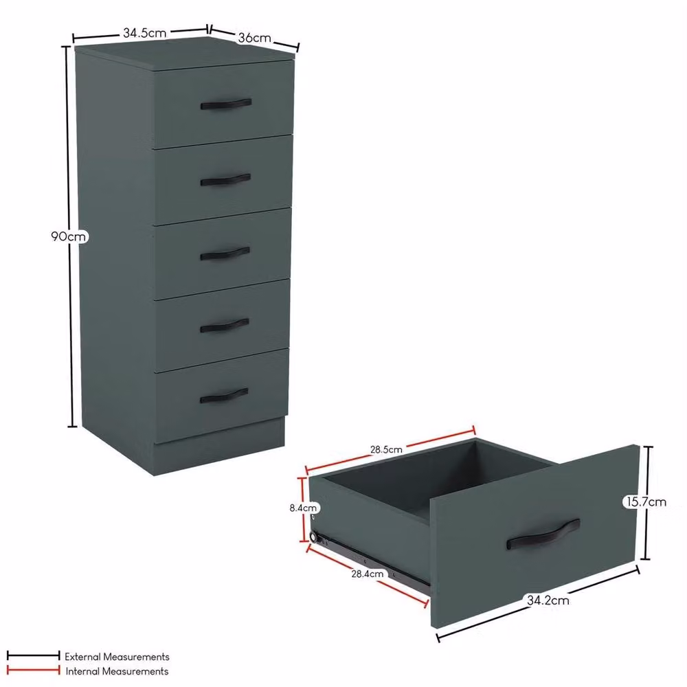 PAWNORA Modern Narrow Chest of Drawers Cabinet in Green – 2