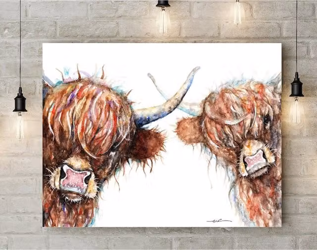 Be Coventry Highland Cows Canvas Print in Brown, W: 60.96 cm x H: 81.28 cm